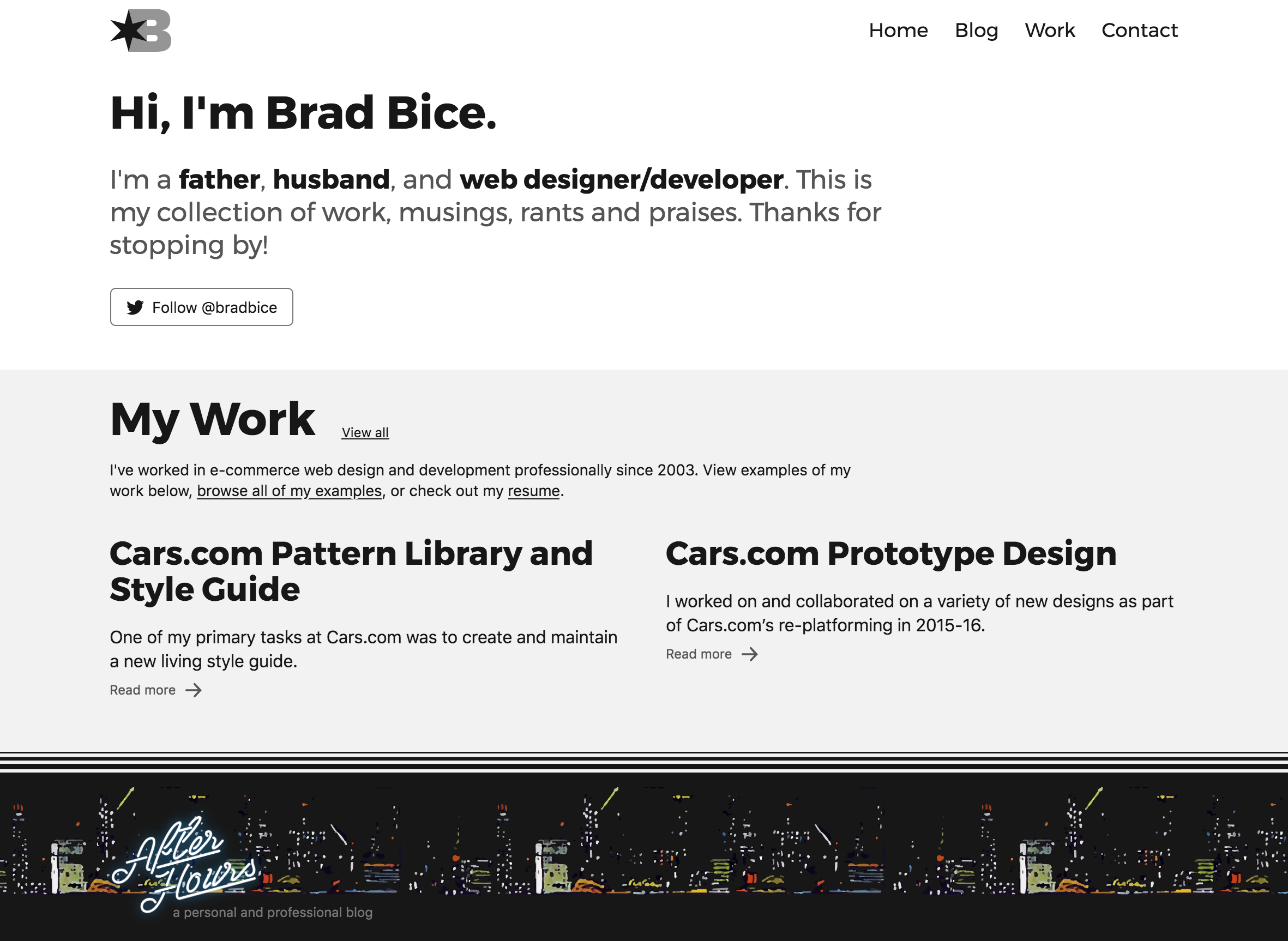 bradbice homepage in April 2018